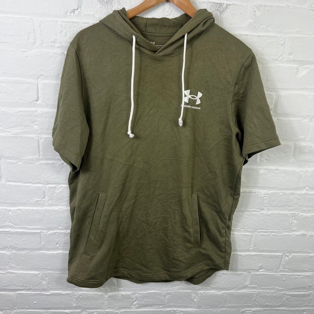 Under Armour Women's Drawstring Pullover Hoodie Long Sleeve Olive Green Size L